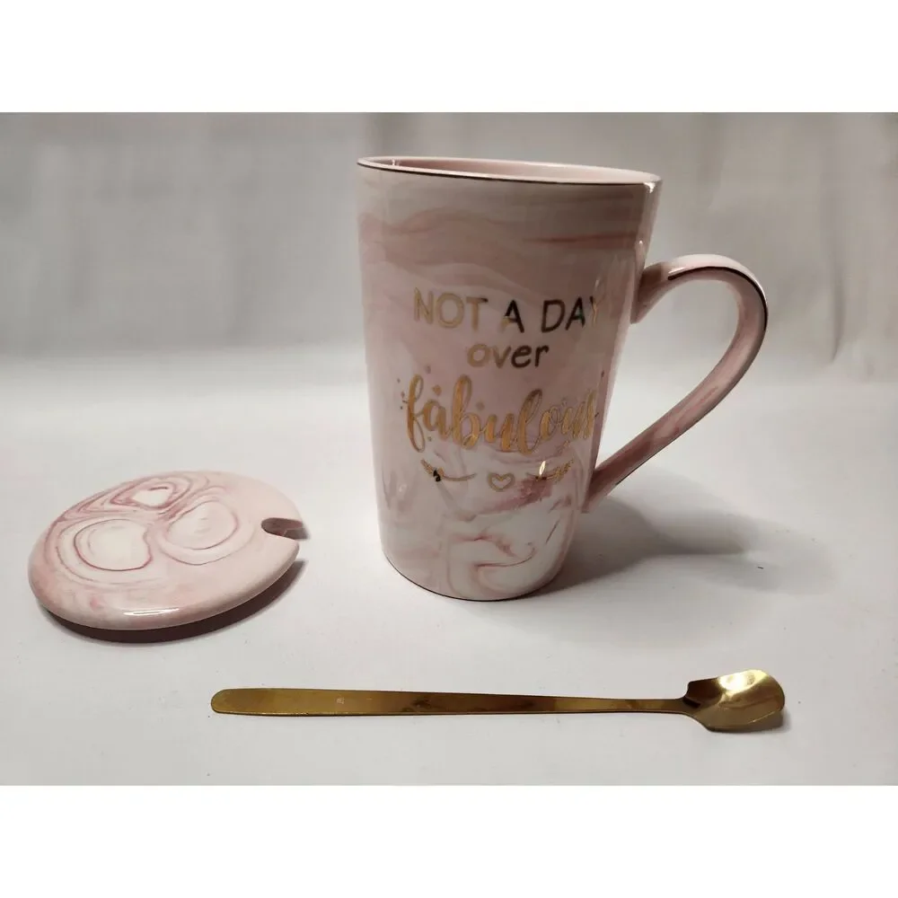 Not a day over fabulous Mug with Lid + Spoon